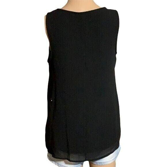 Forever 21 Womens Tank Top Sheer Over Silver Sequins Sleeveless Black Small - Picture 4 of 7